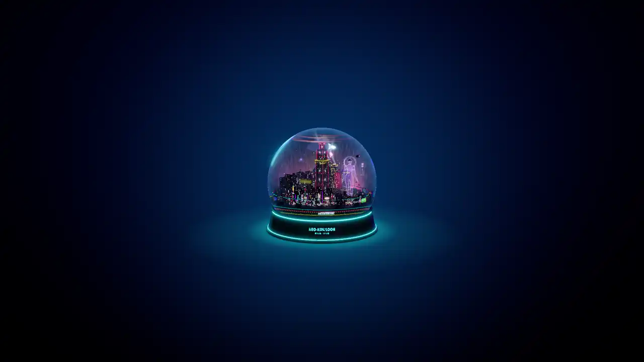 From far away, the whole glass ball glowing in the dark